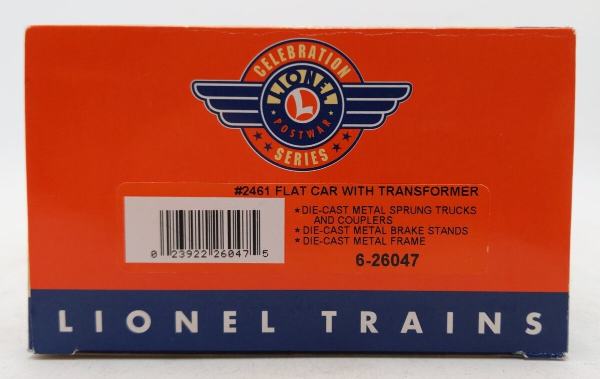 Lionel 6-26047 O Gauge PWC 2461 Flatcar w/Red Transformer LN/Box
