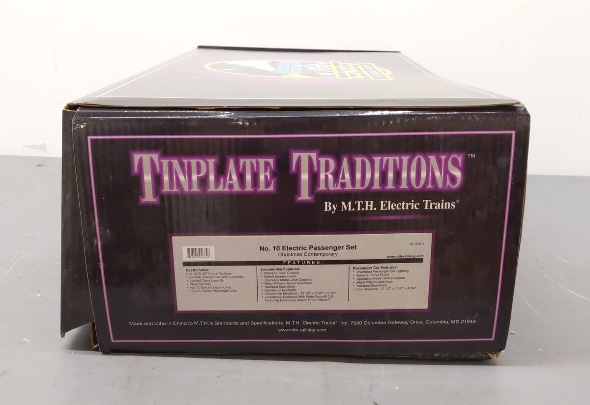 MTH 10-1190-1 Std. Gauge Tinplate No. 10 Electric Passenger Set LN/Box