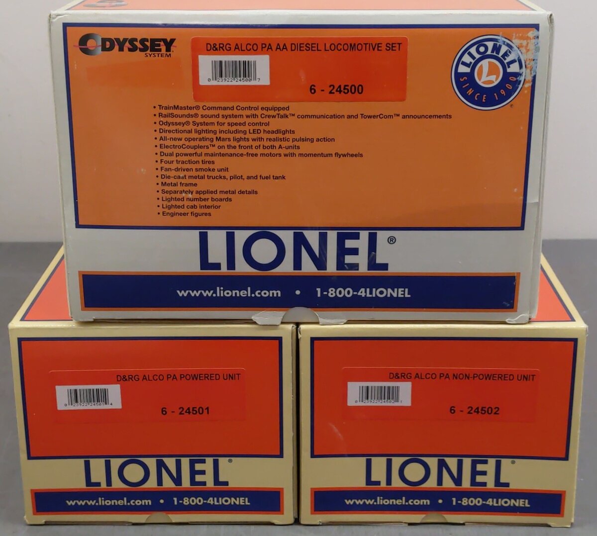 Lionel 6-24500 O D&RG Alco AA Diesel Locomotive Set #601 LN/Box