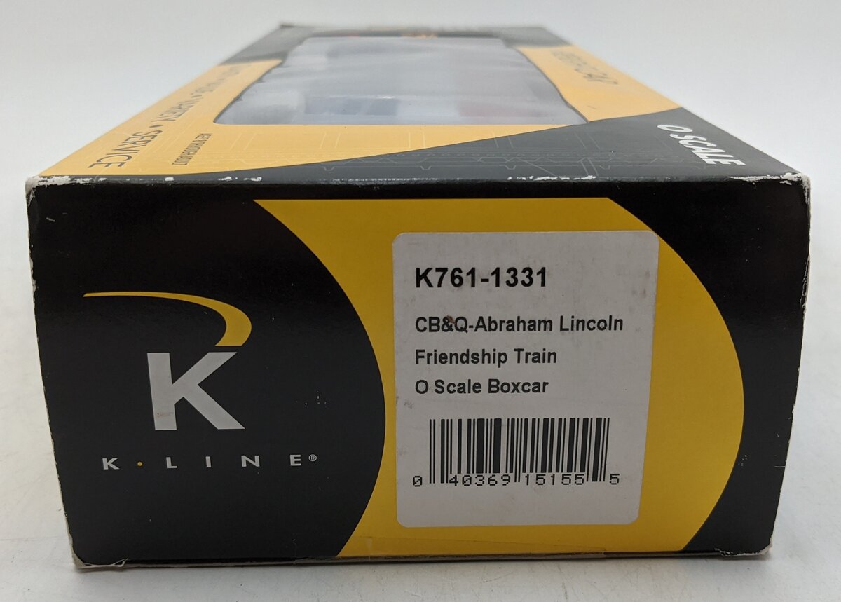 K-Line K761-1331 CB&Q Lincoln Friendship Train Boxcar #36262 NIB