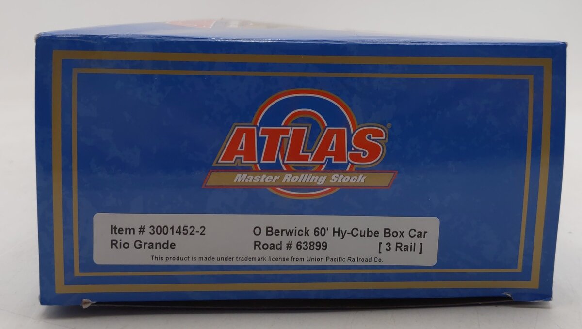 Atlas 3001452-2 O Denver Rio Grande Berwicks Hy-Cube Boxcar #63899 (3 Rail) LN/Box