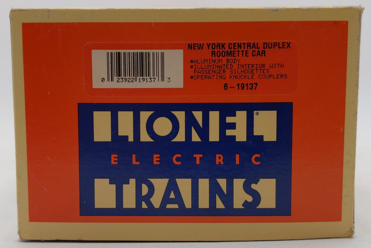 Lionel 6-19137 O Gauge New York Central "Dunkirk Harbor" Duplex Roomette Car EX/Box