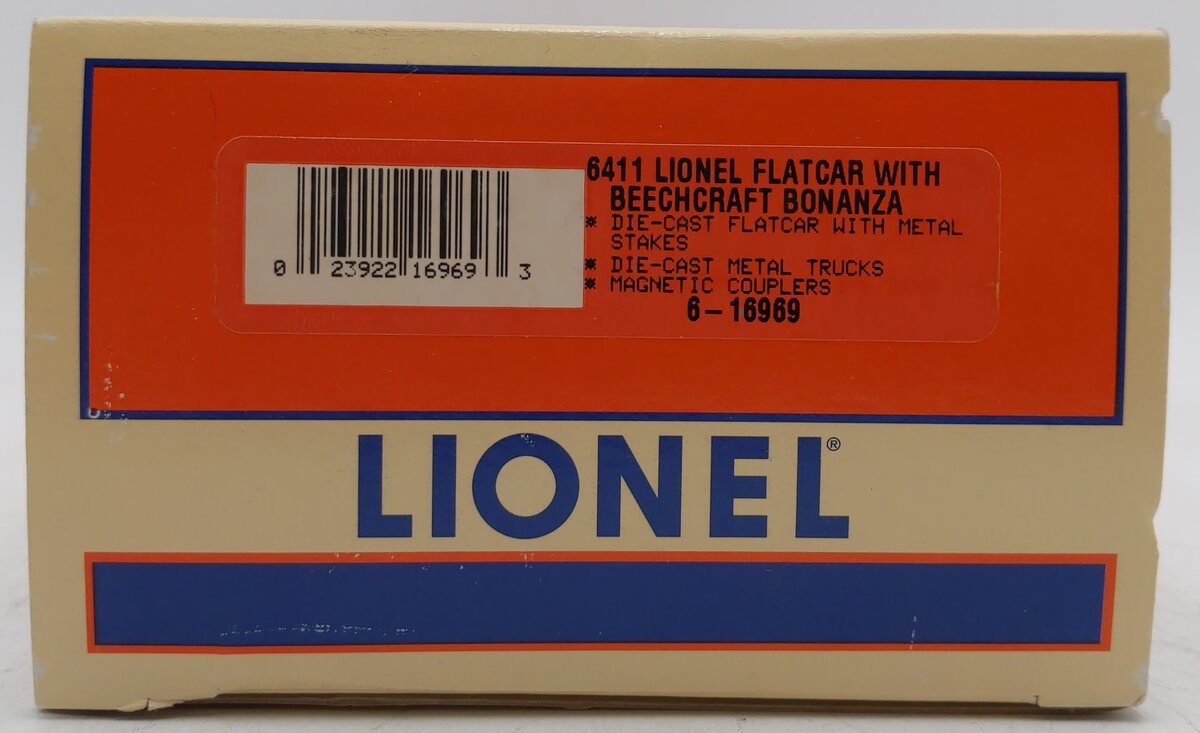 Lionel 6-16969 O Gauge Lionel Flatcar w/Beechcraft Bonanza Airplane #6411 EX/Box