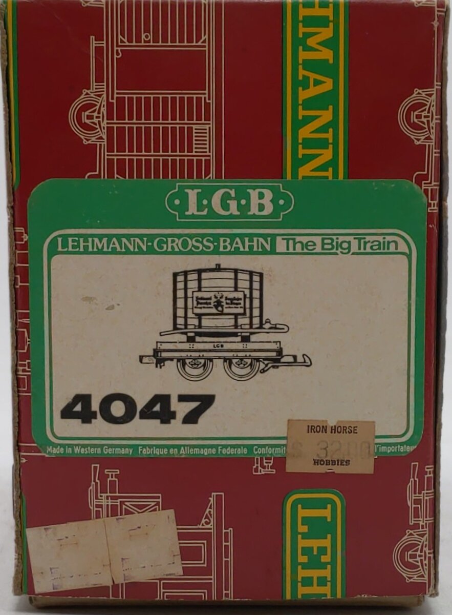 LGB 4047 G Scale Flatcar with Ferdinand Pieroth Whiskey Barrel LN/Box
