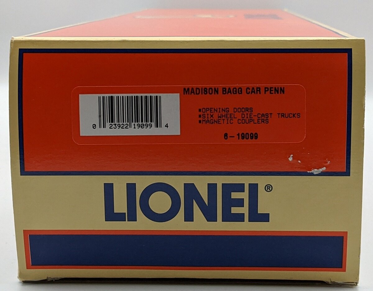 Lionel 6-19099 O Gauge Pennsylvania "Liberty Cap" Madison Baggage Car #2623 MT/Box