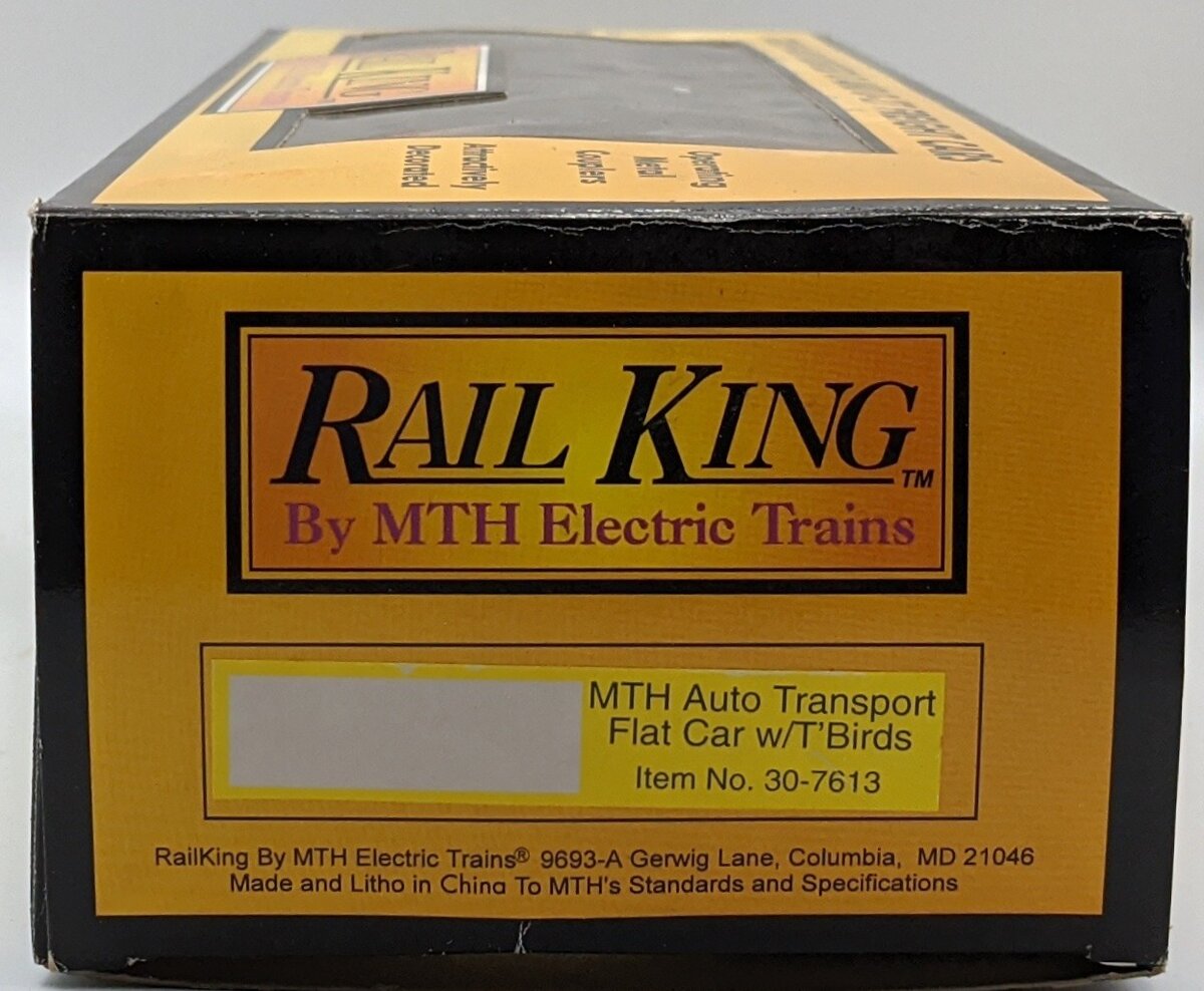 MTH 30-7613 O Gauge Auto Transport Flatcar with Two ThunderBirds LN/Box