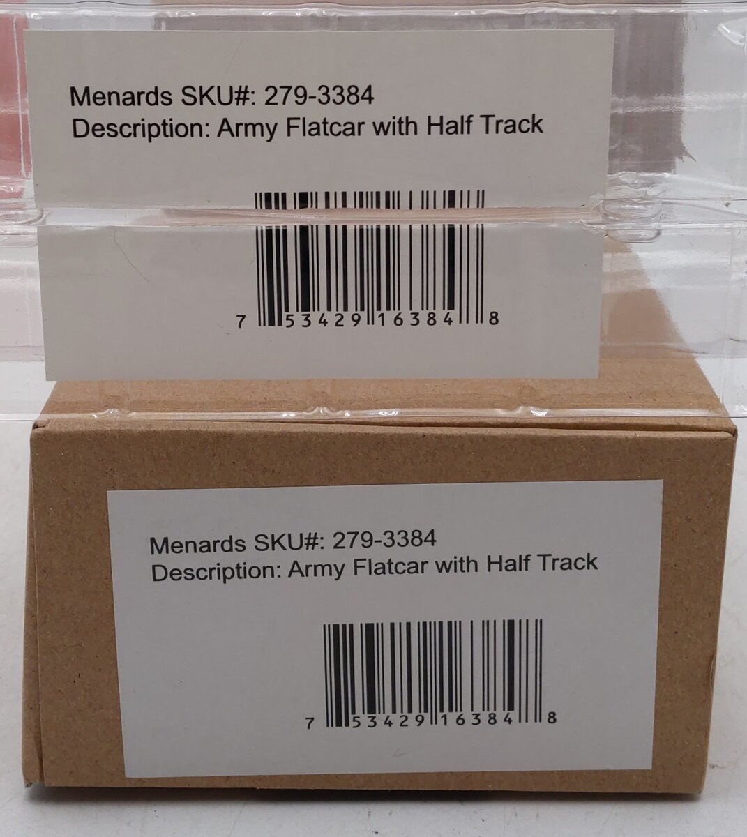 Menards 279-3384 O Gauge Army Flatcar w/ Half Track #14792 LN/Box