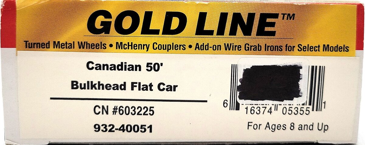 Walthers 932-40051 Canadian National 50' Bulkhead Flat Car #603225 LN/Box