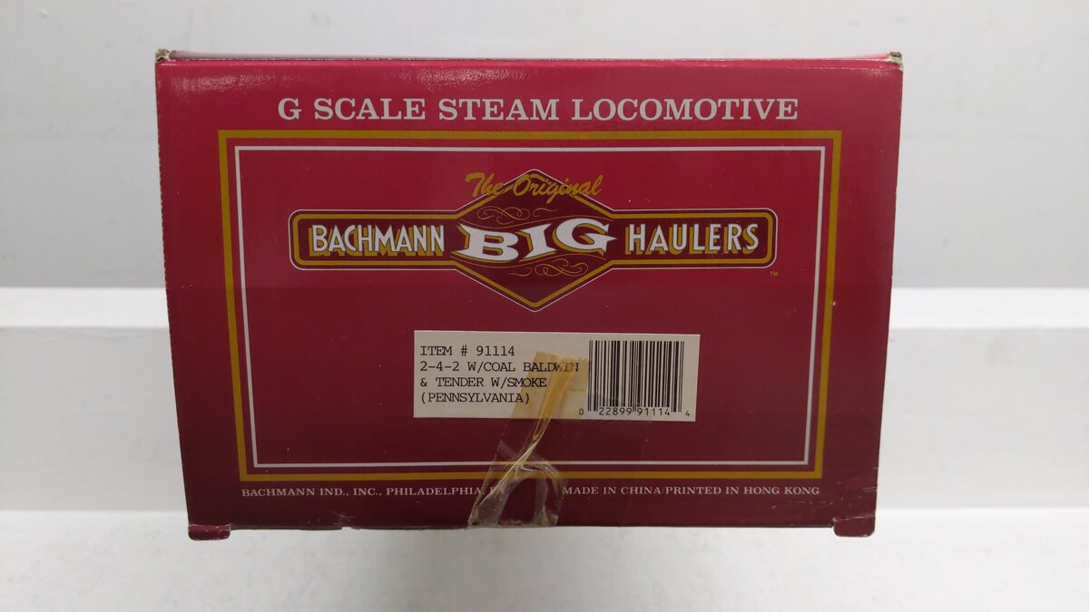 Bachmann 91114 G Gauge Pennsylvania Railroad 2-4-2 Steam Locomotive & Tender #3/Box