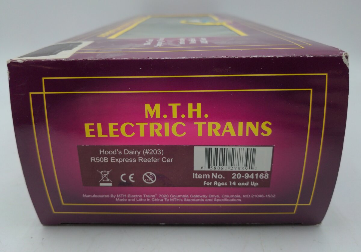 MTH 20-94168 O Gauge Hood's Dairy R50B Express Reefer Car #203 LN/Box