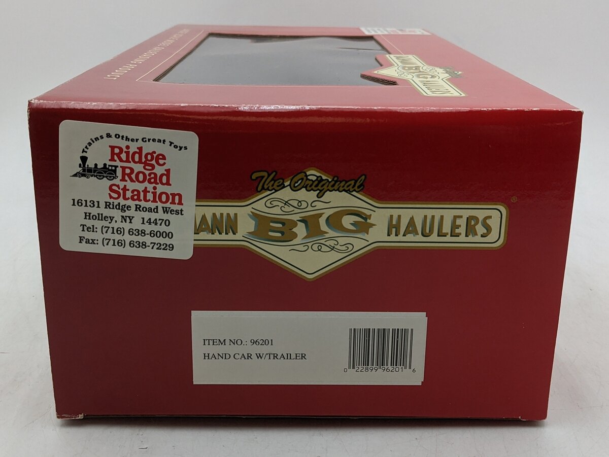 Bachmann 96201 G Motorized Handcar with Trailer LN/Box