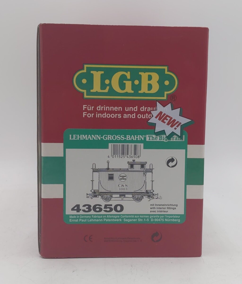 LGB 43650 G Colorado & Southern Short Yellow Caboose #1003 w/Metal Wheels LN/Box