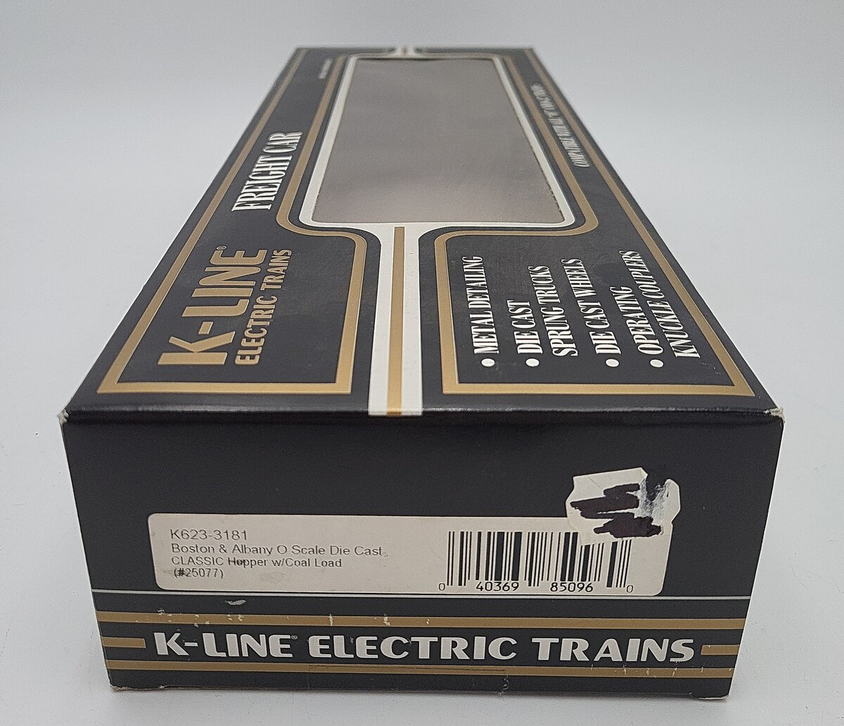K-Line K623-3181 O Gauge Boston & Albany Die Cast 4-Bay Hopper with Coal Load EX/Box