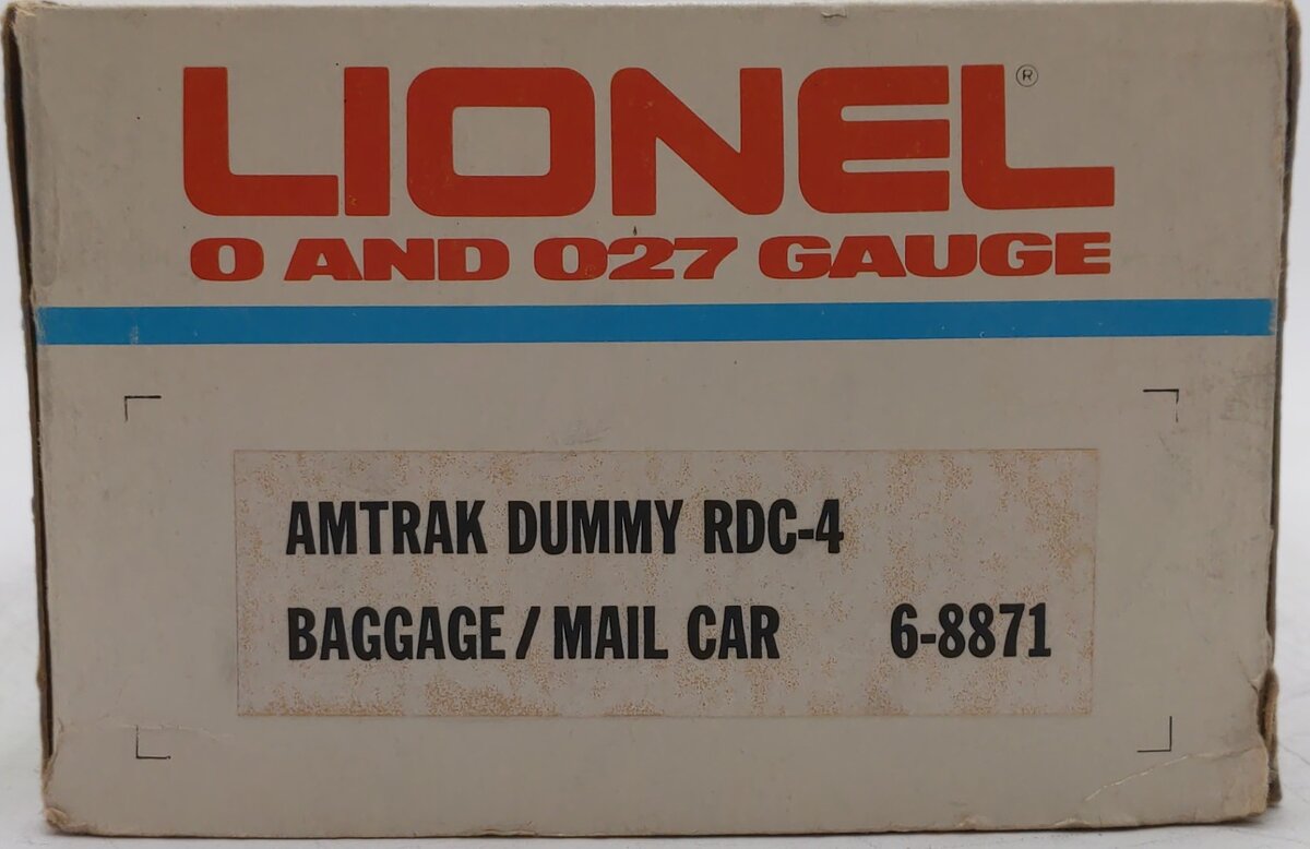 Lionel 6-8871 O Gauge Amtrak Dummy RDC-4 Baggage/Mail Car #8871 EX/Box