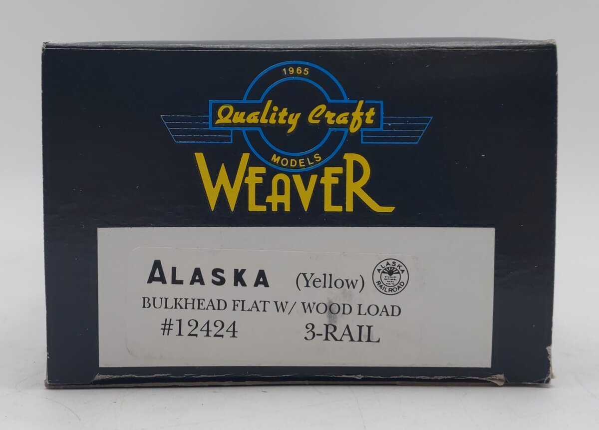 Weaver O Gauge Alaska Railroad Bulkhead Flat Car w/ Wood Load #12424 (3-Rail) EX/Box