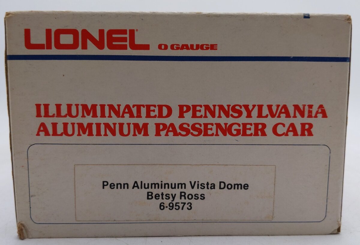 Lionel 6-9573 O Pennsylvania RR "Betsy Ross" Aluminum Vista Dome Passenger Car VG/Box