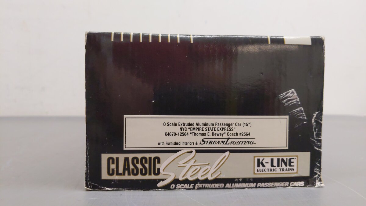 K-Line K4670-12564 O Gauge NYC "Thomas Dewey" 15" Aluminum Coach Car EX/Box