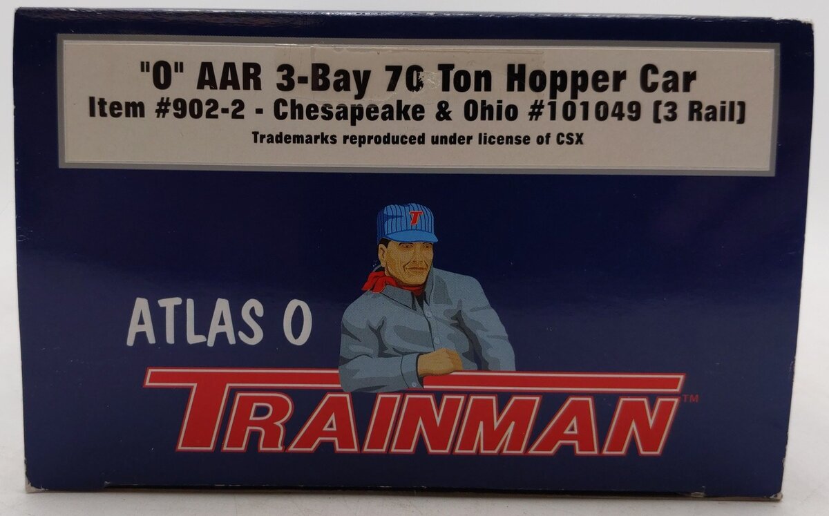 Atlas 902-2 O Gauge Chesapeake & Ohio AAR 3-Bay Hopper Car #101049 (3 Rail) LN/Box