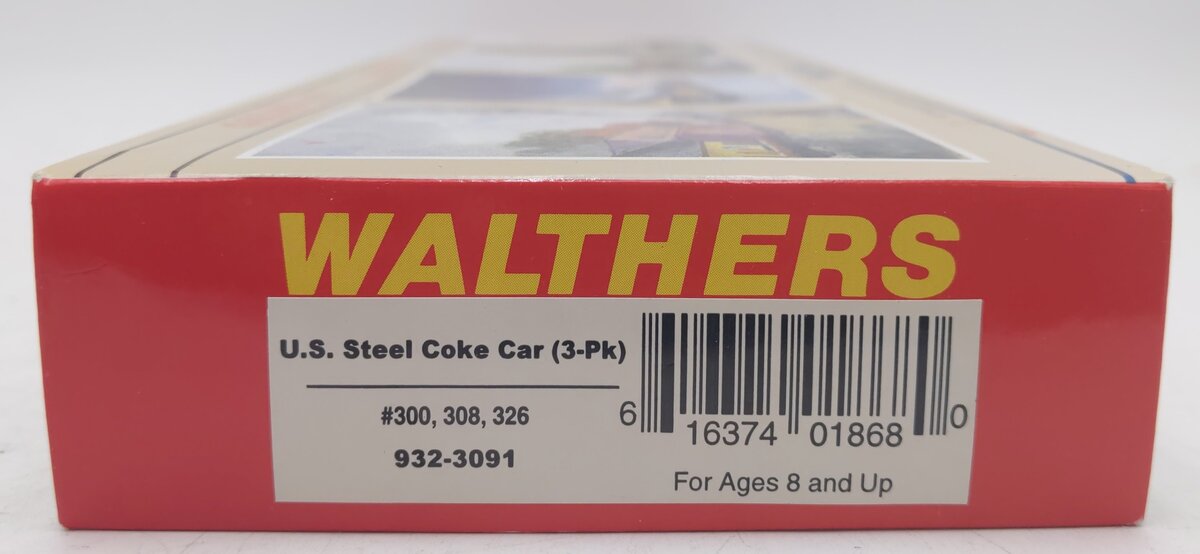 Walthers 932-3091 HO U.S. Steel Coke Car #300/#308/#326 Kit (Pack of 3) LN/Box