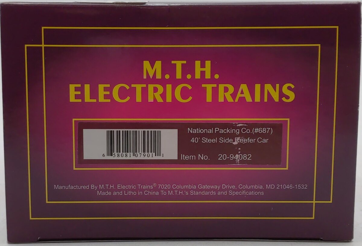 MTH 20-94082 O National Packing Co. 40' Steel Sided Reefer Car #687 LN/Box