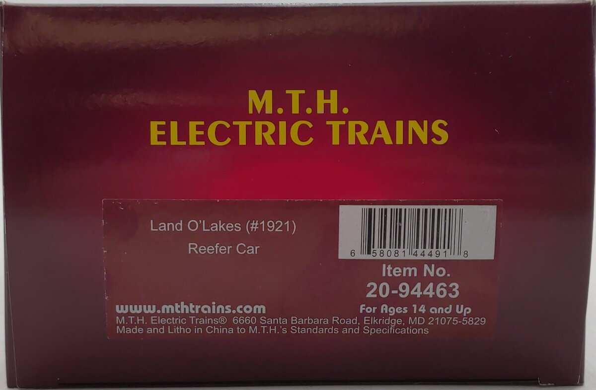 MTH 20-94463 O Gauge Land O'Lakes Reefer Car #1921 LN/Box