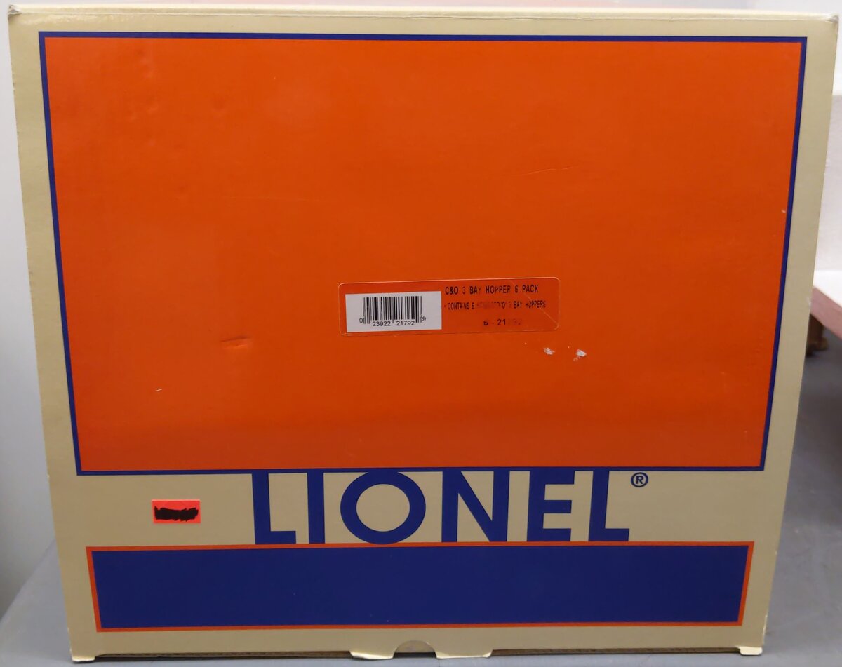 Lionel 6-21792 O Gauge Chesapeake & Ohio 3-Bay Coal Hoppers (Set of 6) EX/Box