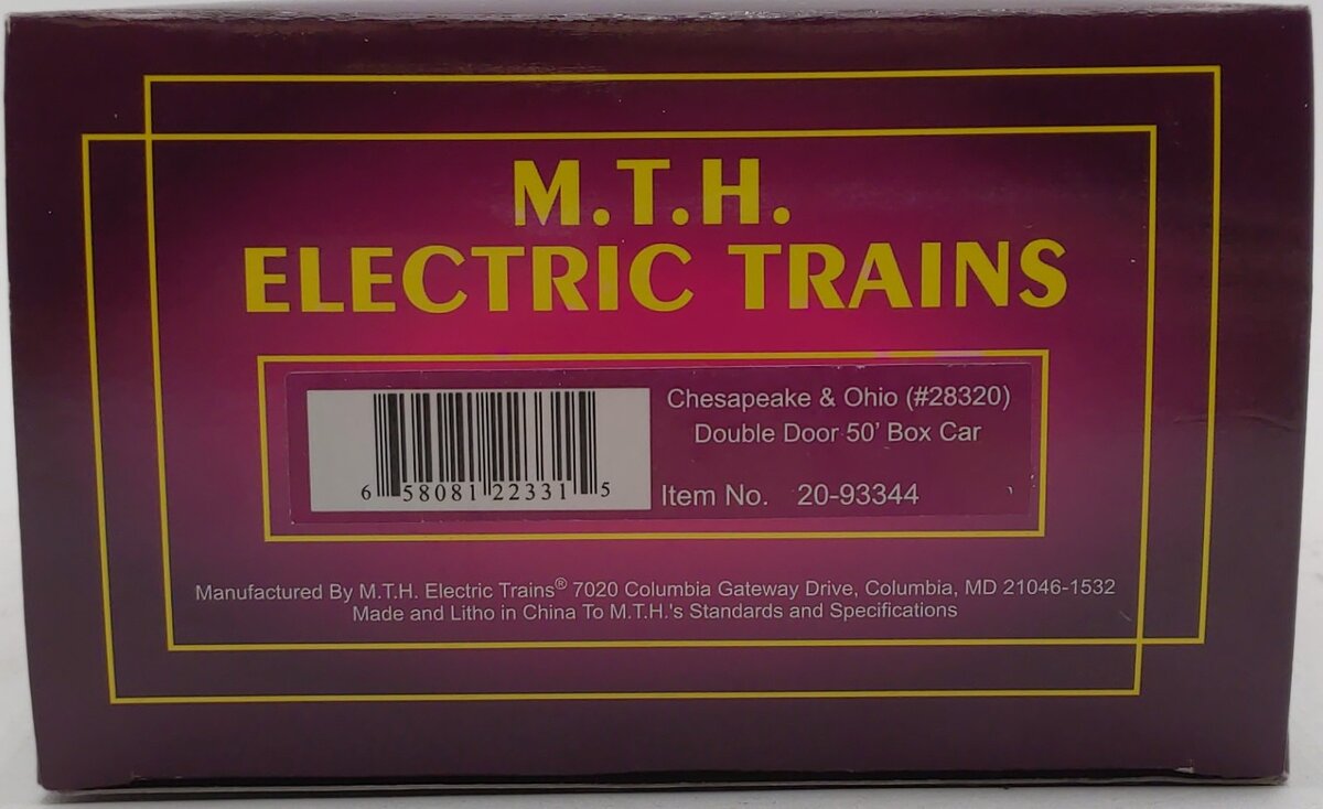 MTH 20-93344 Chesapeake & Ohio Double Door 50' Box Car #28320 LN/Box
