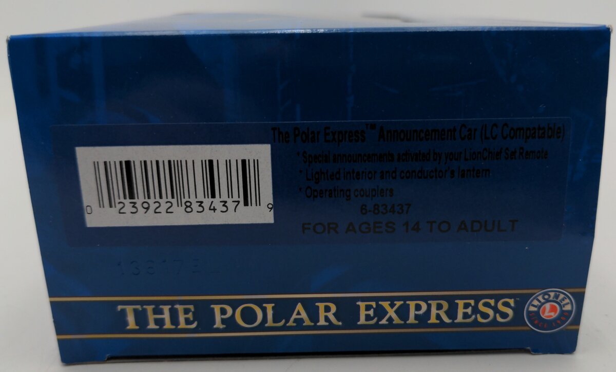Lionel 6-83437 O The Polar Express Conductor Announcement Car EX/Box