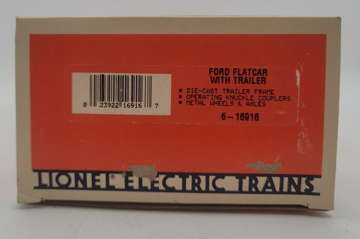 Lionel 6-16916 O Gauge Ford Flatcar with Trailer EX/Box