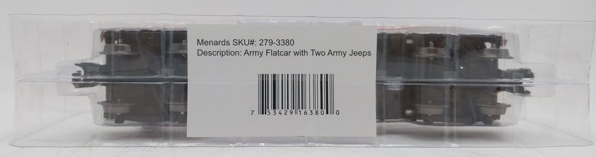 Menards 279-3380 O Army Flatcar w/ Two Jeeps #10287 MT/Box