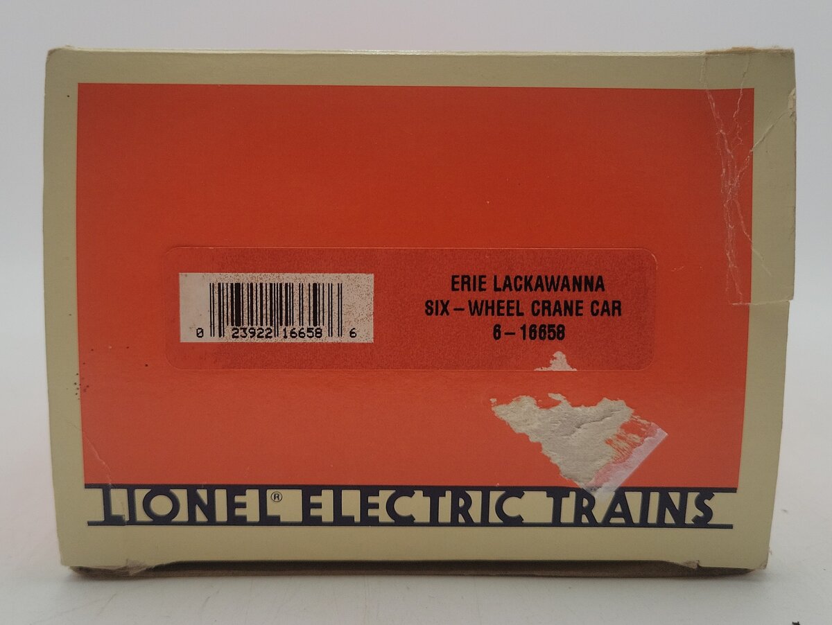 Lionel 6-16658 O Gauge Erie Lackawanna 6- Wheel Crane Car VG/Box
