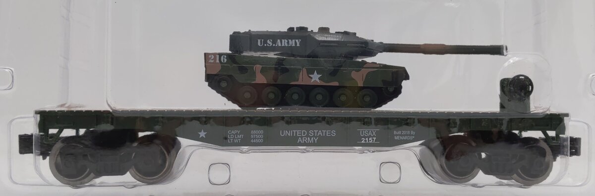 Menards 279-4486 O Military Flatcar w/ Military Tank #2685 MT/Box