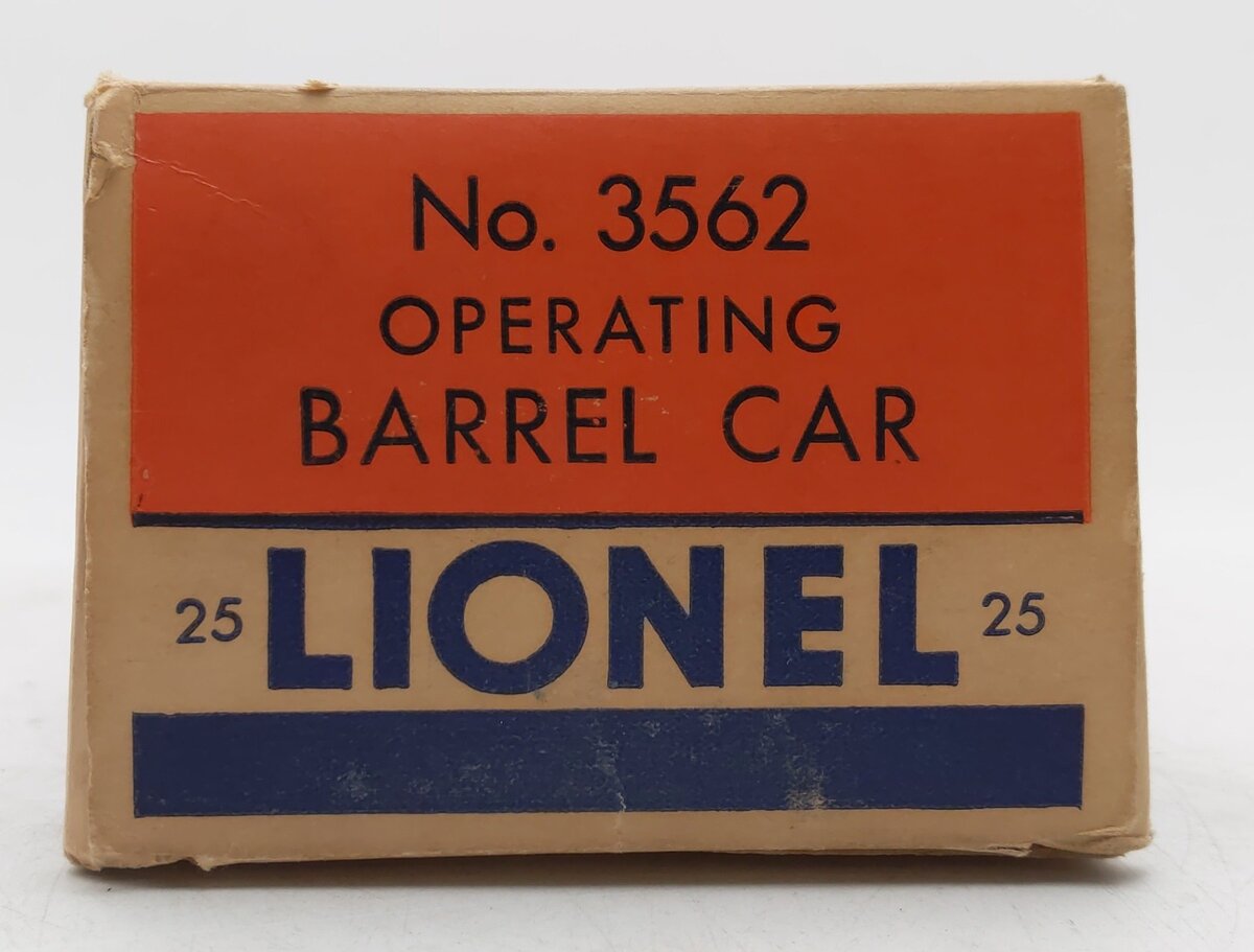 Lionel 3562-25 Vintage O Gray AT&SF Operating Barrel Car with Blue Letters VG/Box