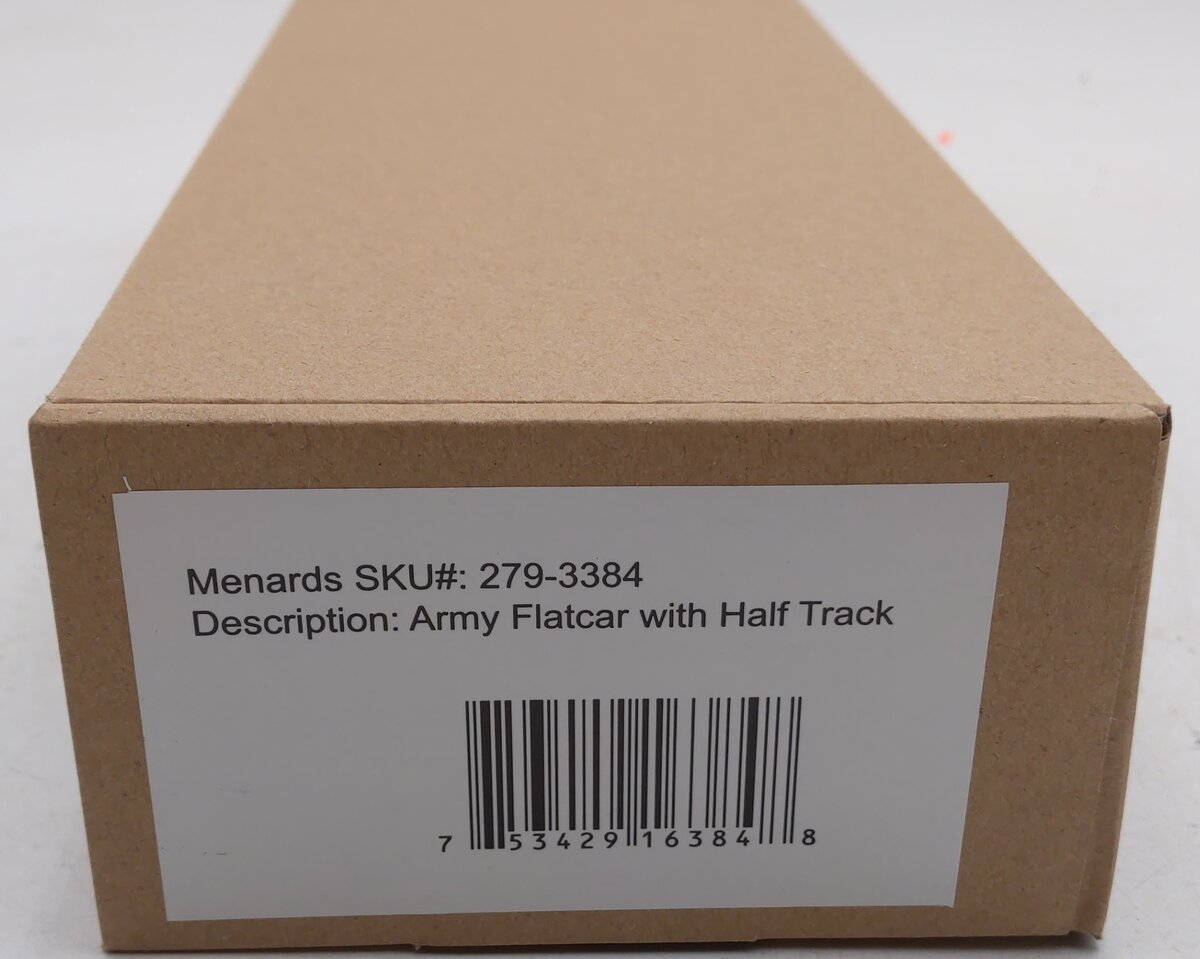 Menards 279-3384 O Gauge Army Flatcar w/ Half Track #14444 LN/Box