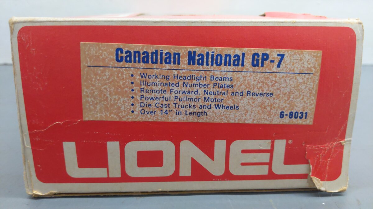 Lionel 6-8031 O Gauge Canadian National GP7 Diesel Locomotive EX/Box