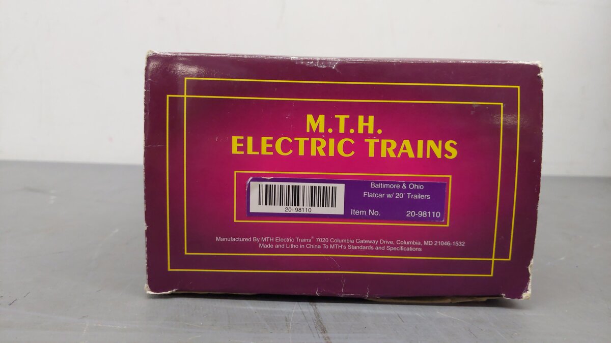MTH 20-98110 O Gauge Baltimore & Ohio Flatcar w/ TOFCEE Trailers #9126 EX/Box