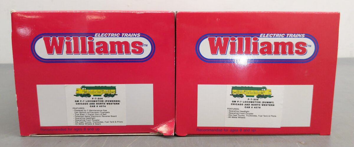 Williams F7-206 O C&NW EMD F-7 AA Diesel Locomotive Set #4047/4076 (3-Rail) EX/Box