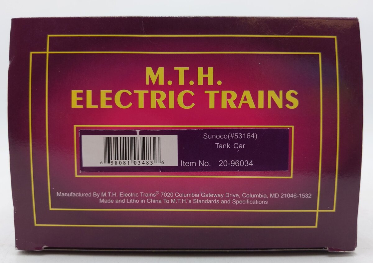 MTH 20-96034 O Gauge Sunoco Tank Car #53164 EX/Box
