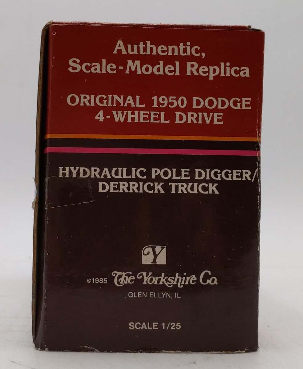 Yorkshire Co. 1:25 Scale Original 1950 Dodge 4-Wheel Drive Hydraulic Pole Digger NIB