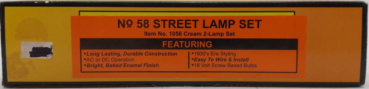 MTH 1056 #58 O Scale Cream Die-Cast Street Lamp Set NIB