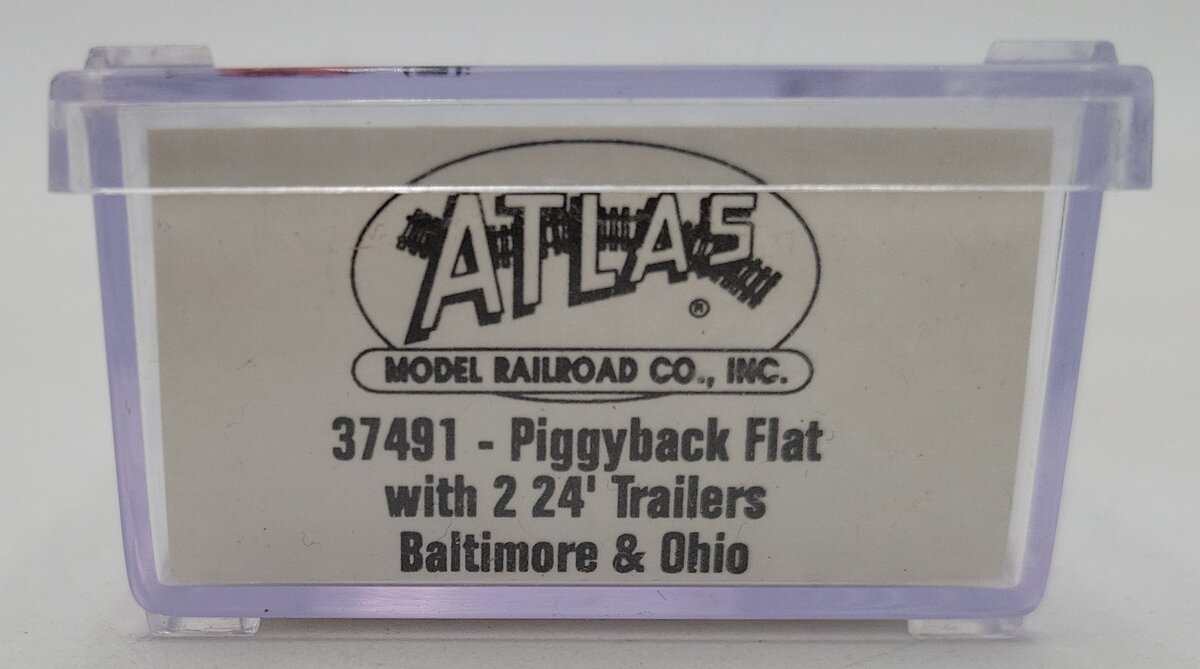 Atlas 37491 N Baltimore & Ohio Piggyback Flat Car w/ Two 24' Trailers LN/Box