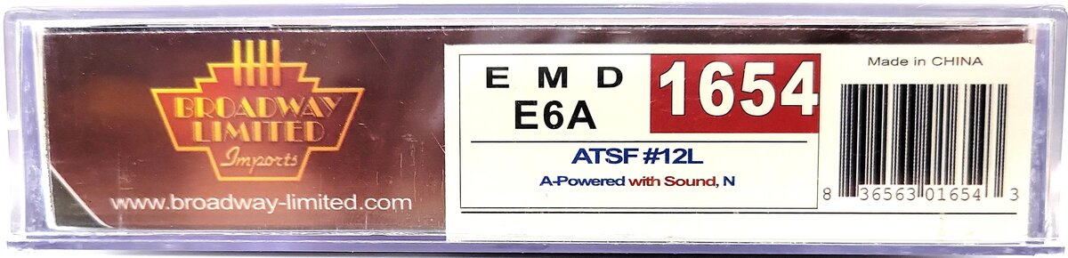 Broadway Limited 1654 N Santa Fe EMD E6A Dual Headlight Paragon2™ #12 DCC LN/Box