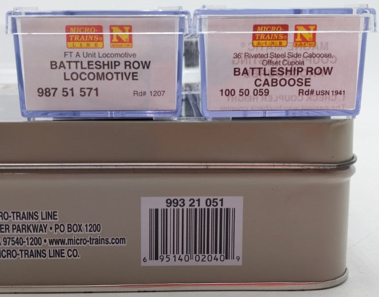 Micro-Trains 99321051 N Scale Pearl Harbor Battleship Row Diesel & Caboose Set LN/Box