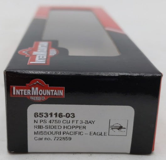 InterMountain 653116-03 N Scale Missouri Pacific 3 Bay Rib-Sided Hopper #722859 LN/Box