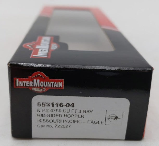 InterMountain 653116-04 N Scale Missouri Pacific 3 Bay Rib-Sided Hopper #722997 EX/Box