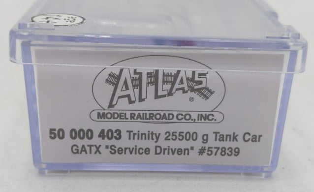 Atlas 50000403 N Scale GATX "Service Driven" Trinity 25,500-Gallon Tank #57839 LN/Box