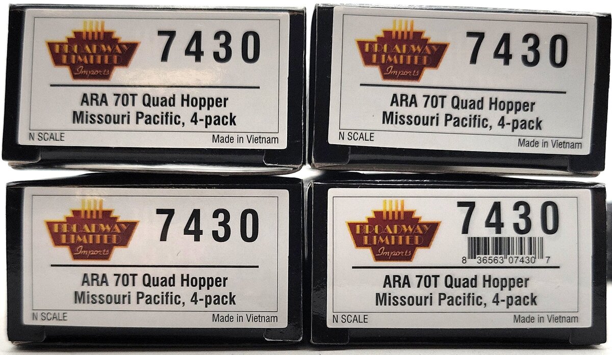 Broadway Limited 7430 N MP Route of the Eagles ARA 70-Ton Quad Hopper Cars LN/Box