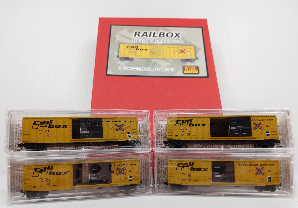 Micro-Trains 99300015 N Railbox 50' Single Door Rib Side Boxcar Runner Pack LN/Box