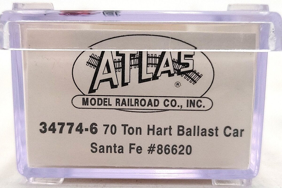 Atlas 34774-6 N Scale ATSF 70 Ton Hart Ballast Car #86620 LN/Box