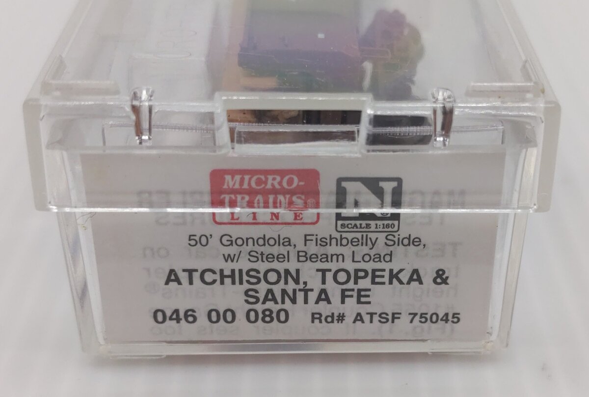 Micro-Trains 04600080 N ATSF 50' Fishbelly Side Gondola w/Steel Beam Load #75045 LN/Box
